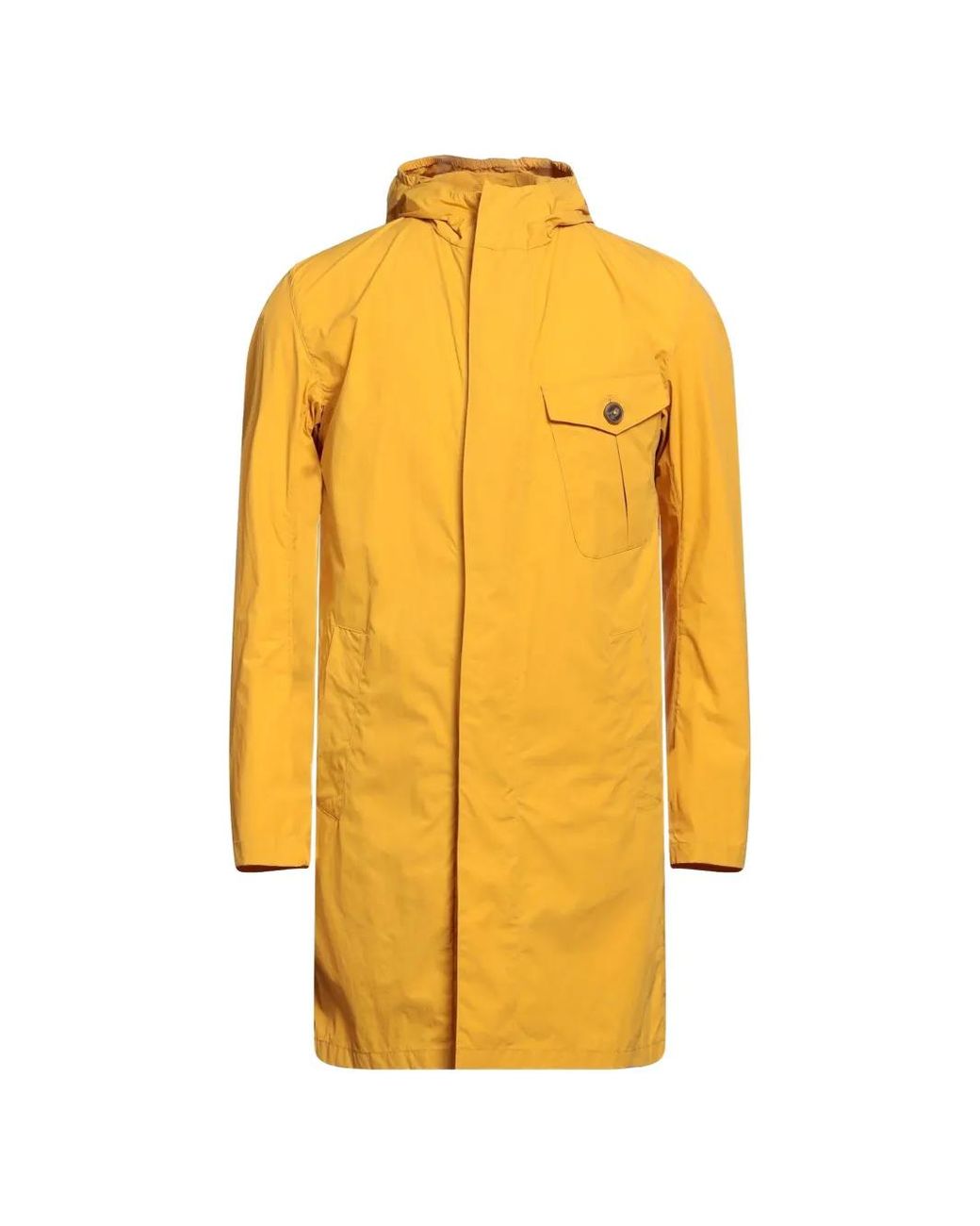 Herno Yellow Hooded Flap-Pocket Coat for men