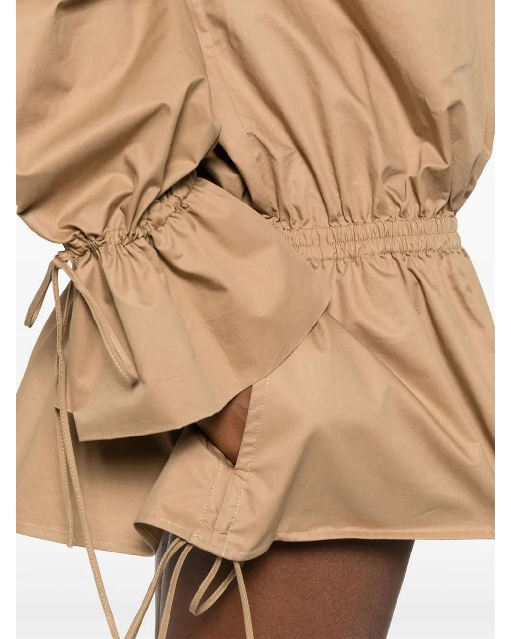 Saint Laurent Natural Ruched Mini Dress