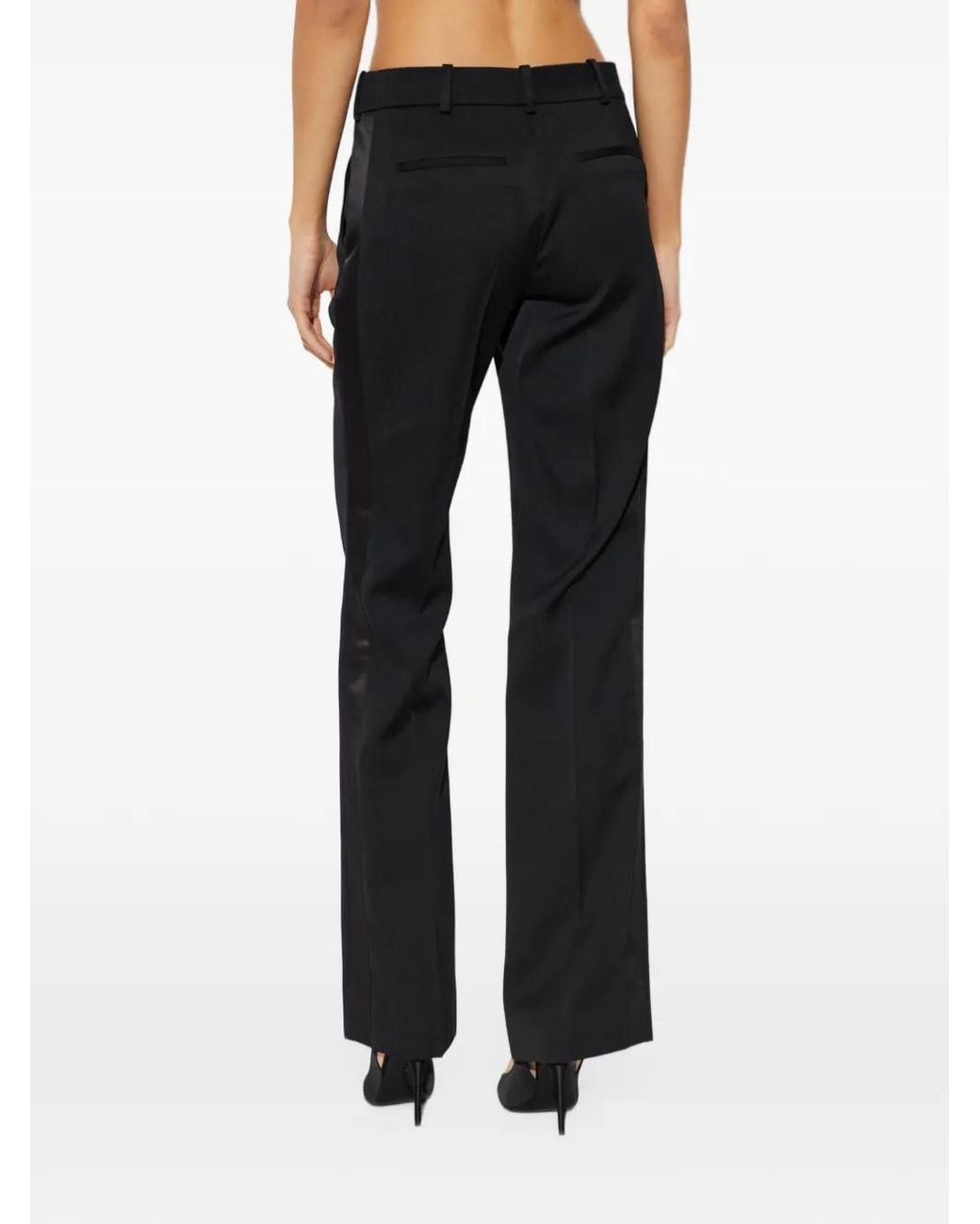 Balmain Black Wool-Blend Straight-Leg Trousers