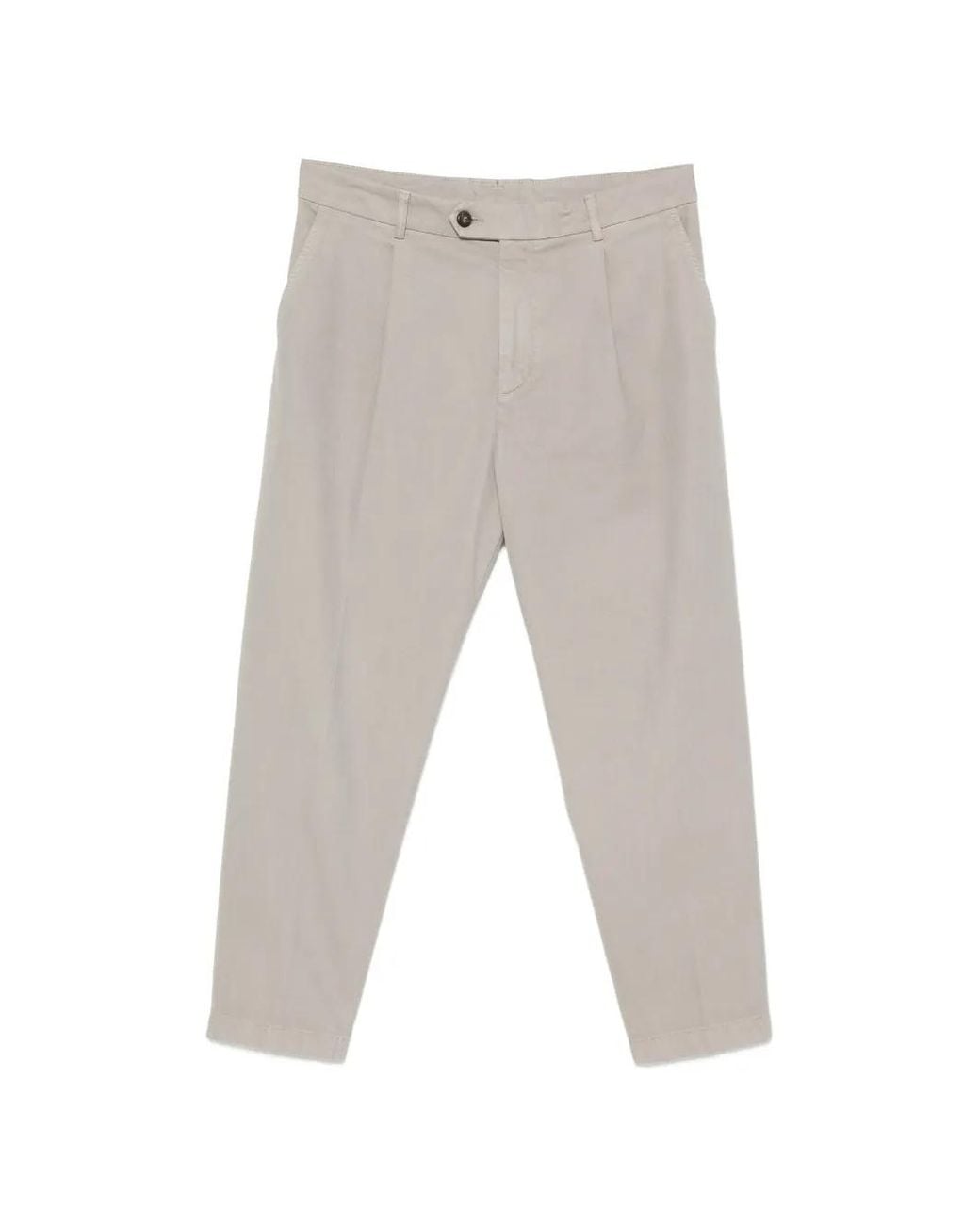Eleventy White Pleated-Detail Trousers for men