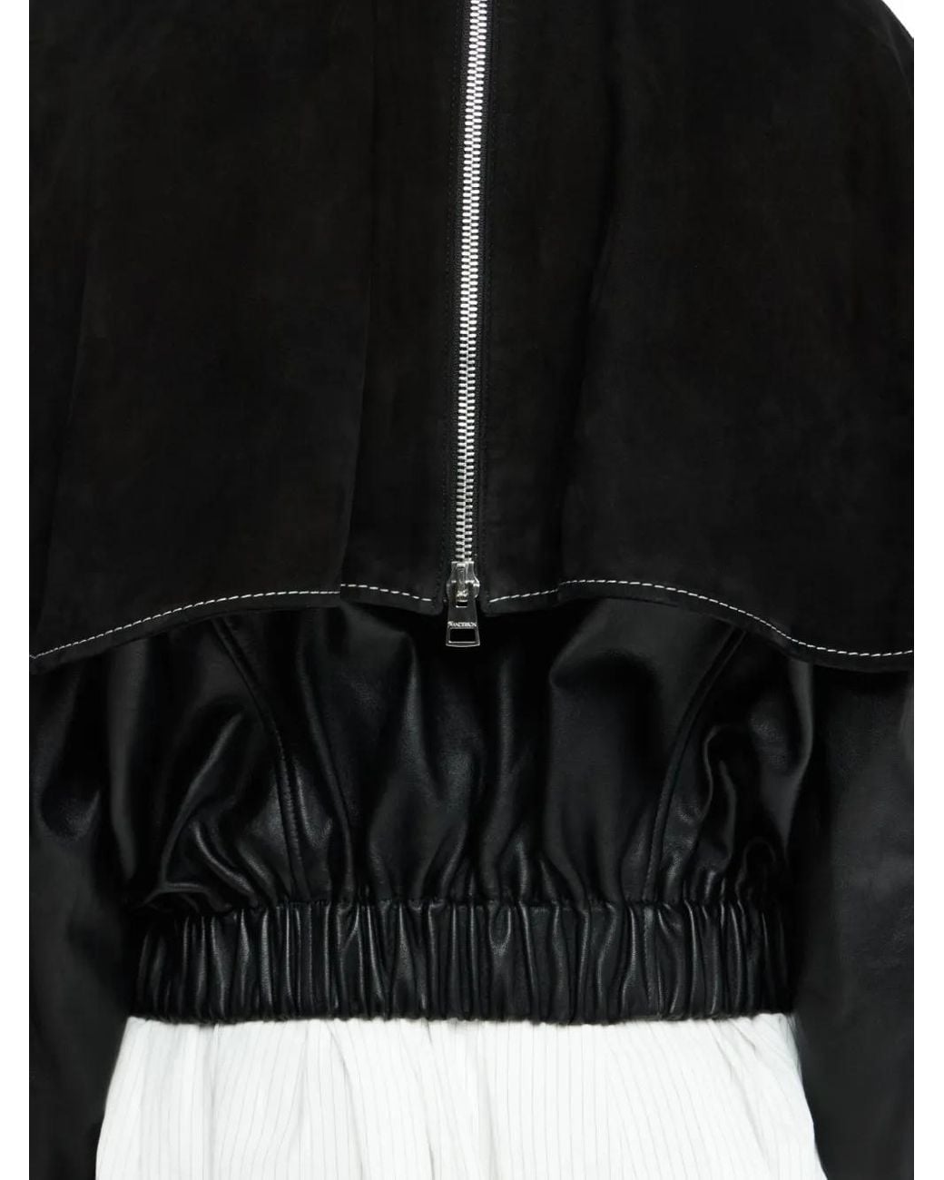 J.W. Anderson Black Oversized-Collar Leather Jacket