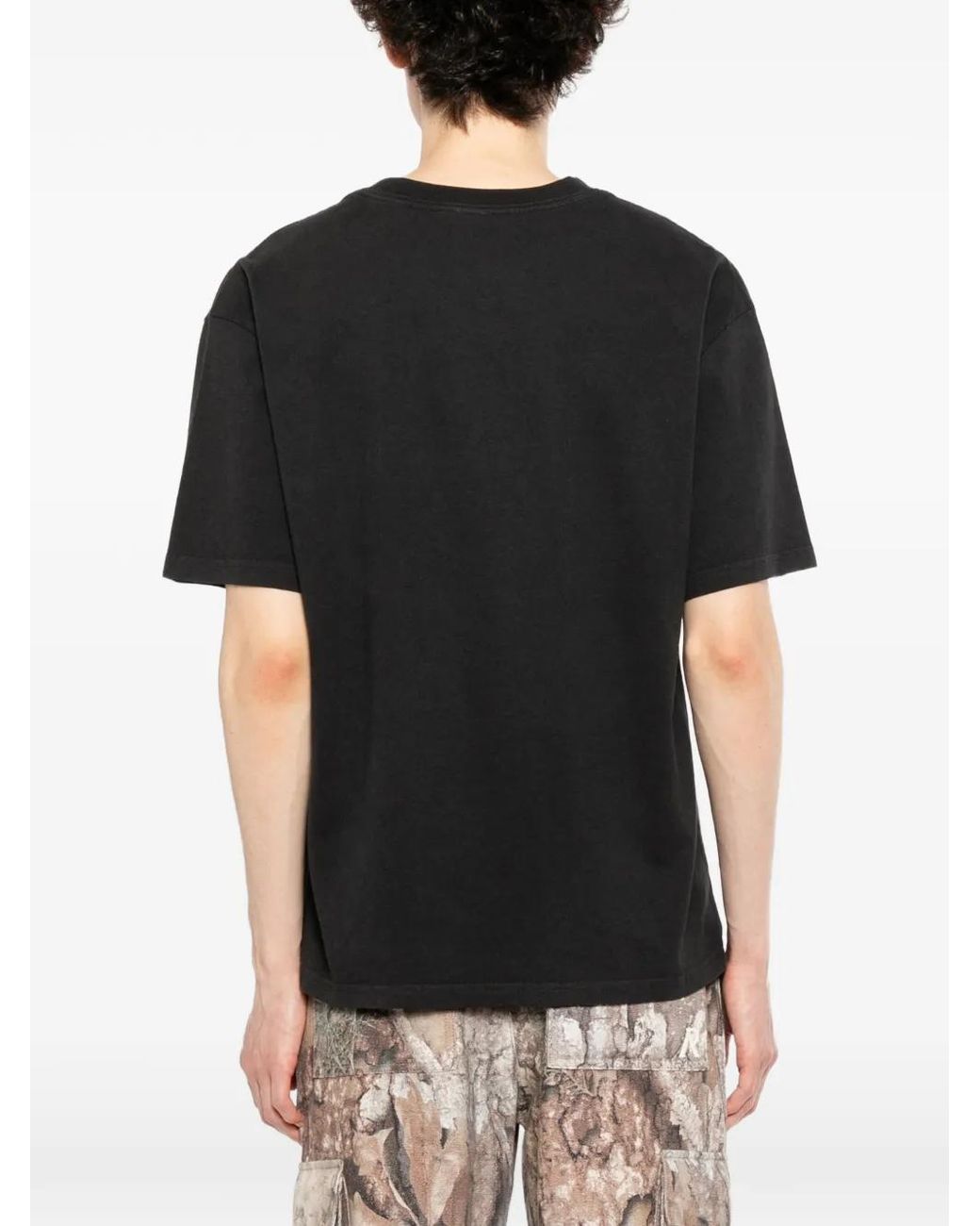 Melt Black Graphic-Print Round Neck T-Shirt for men