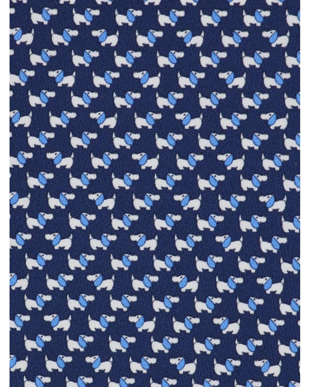 Ferragamo Blue Dylan-Print Silk Tie for men
