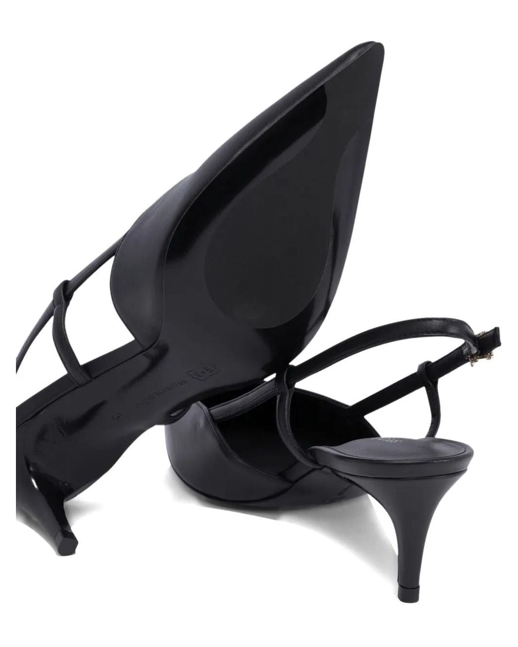 Sergio Levantesi Black Slingback Pointed-Toe Pumps