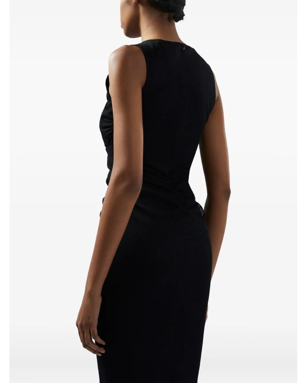 Gcds Kleedjes ,Zwart ,Polyester Gedrapeerde Midi Jurk in het Black