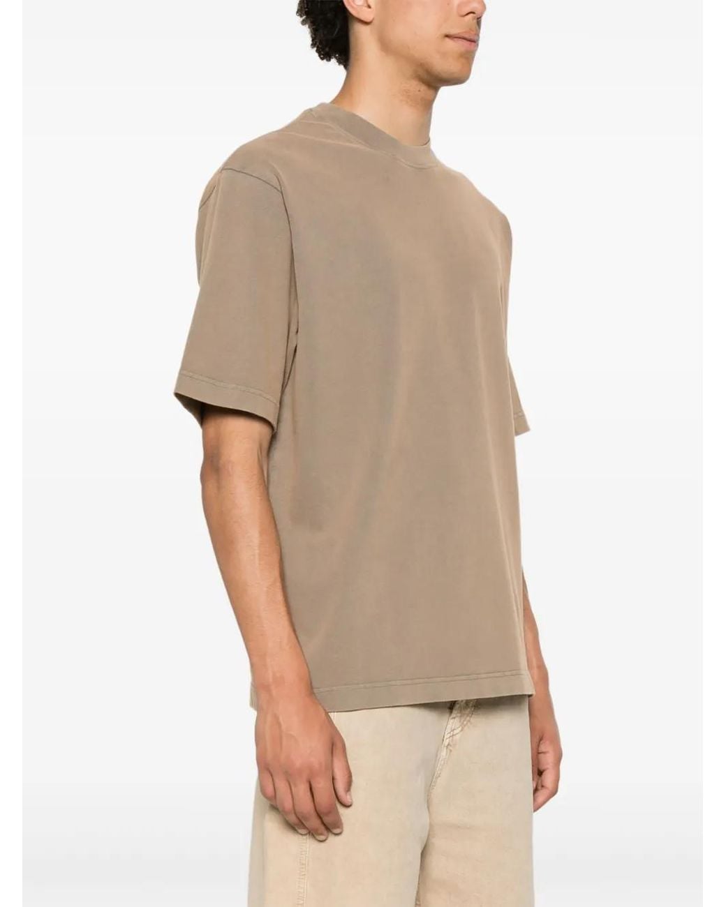 Acne Natural Logo-Appliqué Cotton T-Shirt