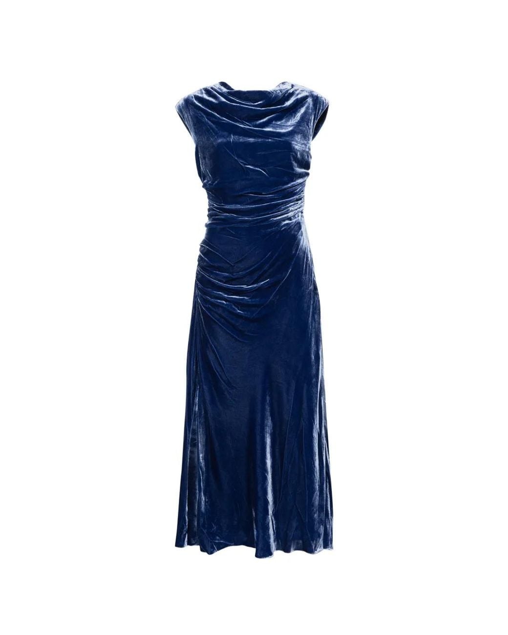 Jonathan Simkhai Blue Burke Draped Velvet Midi Dress