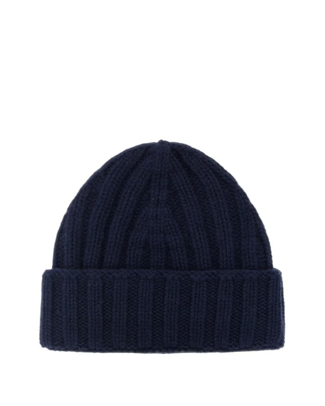 LARMERI STUDIO Blue Ribbed-Knit Beanie Hat