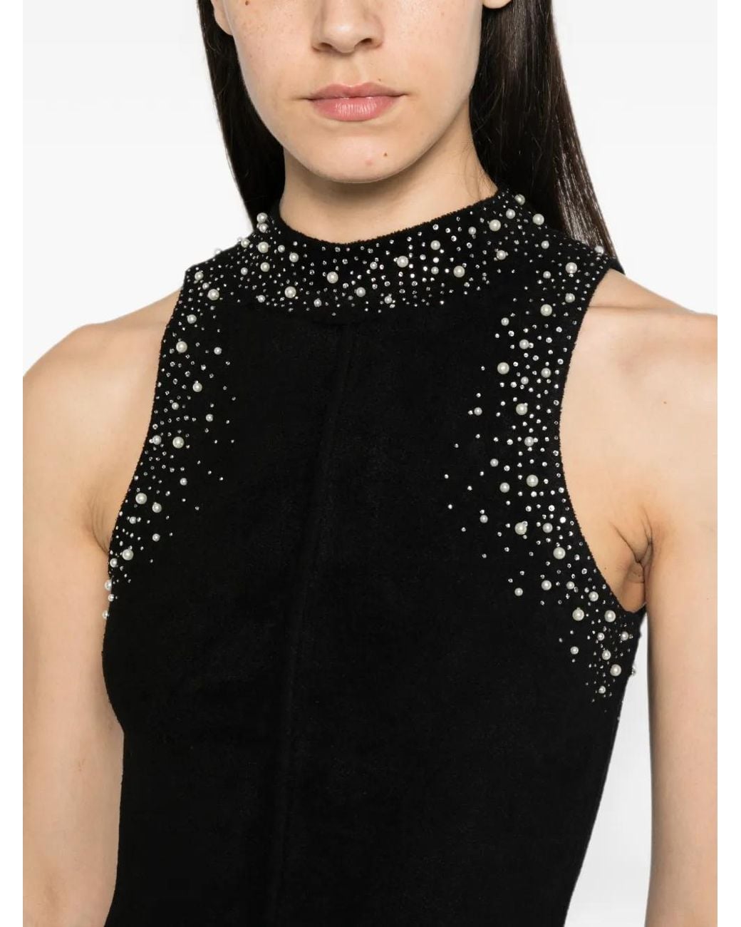 Sandro Black Rhinestone Velvet Maxi Dress