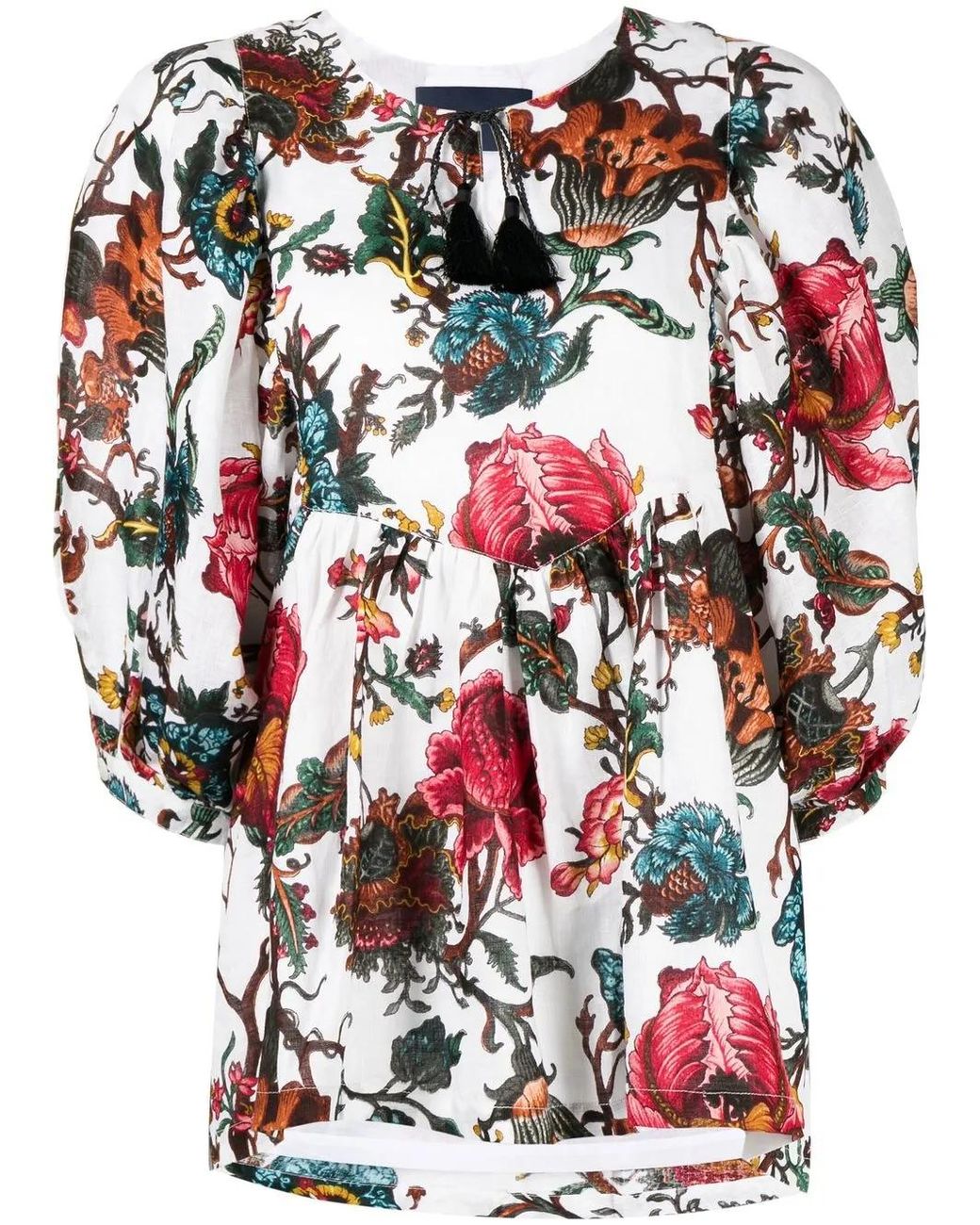 Samantha Sung Floral-Print Gathered Blouse
