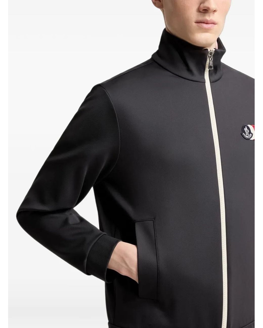 Moncler Blue Logo-Patch Zip-Up Jacket for men