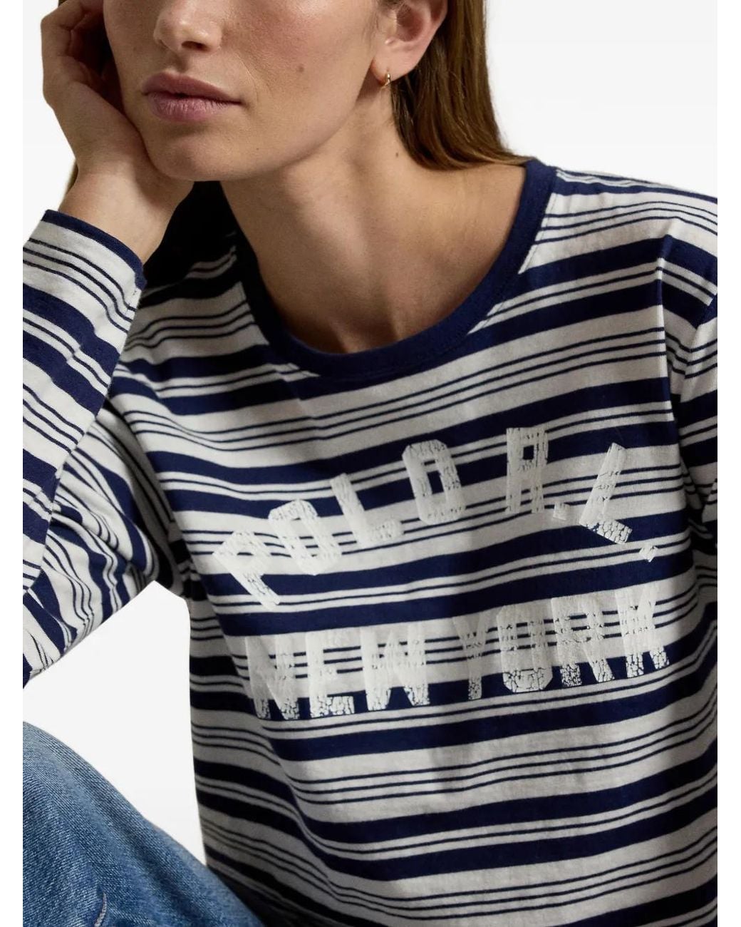 Polo Ralph Lauren Blue Striped Logo-Print T-Shirt