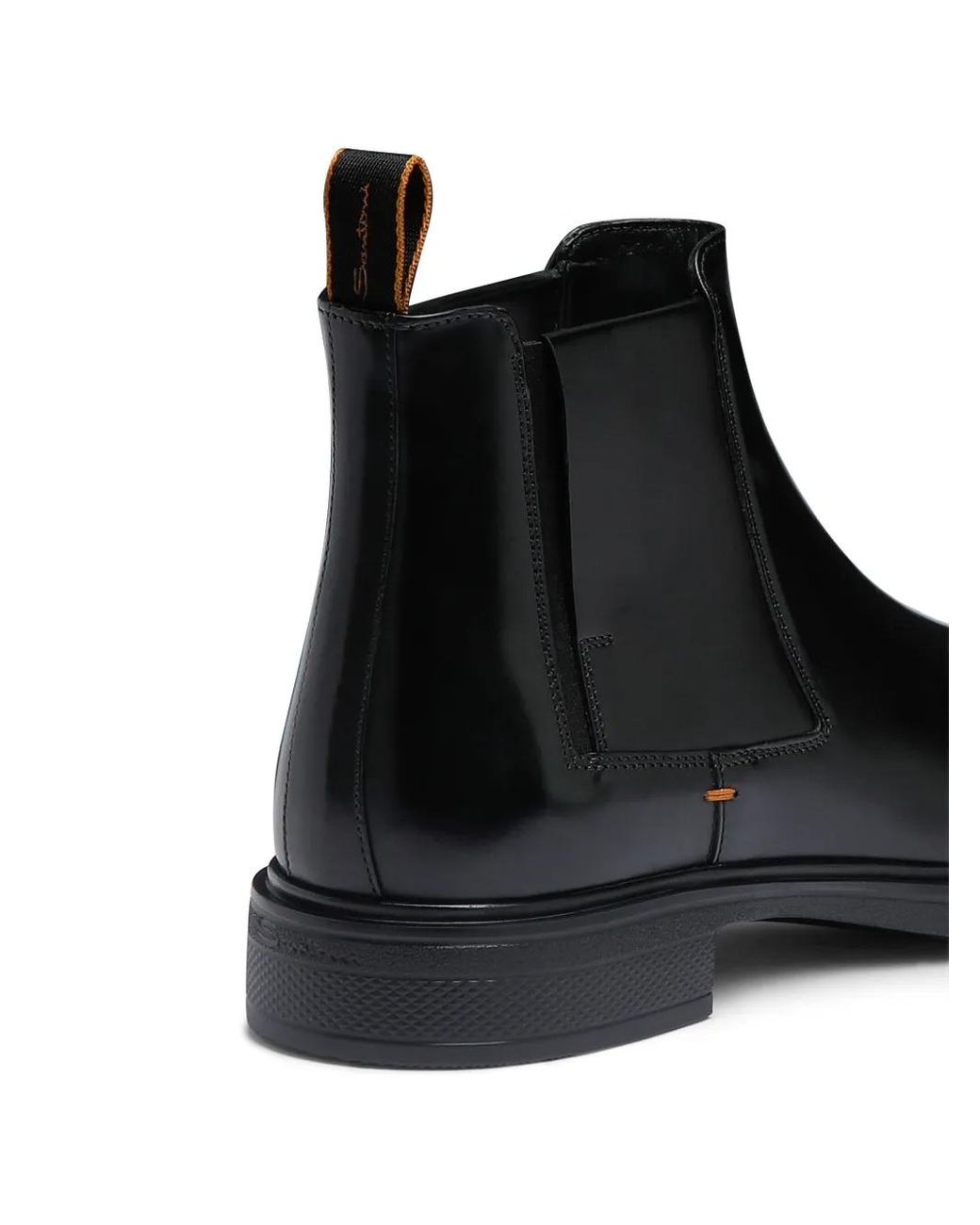 メンズ Santoni Easy レザーアンクルブーツ Black