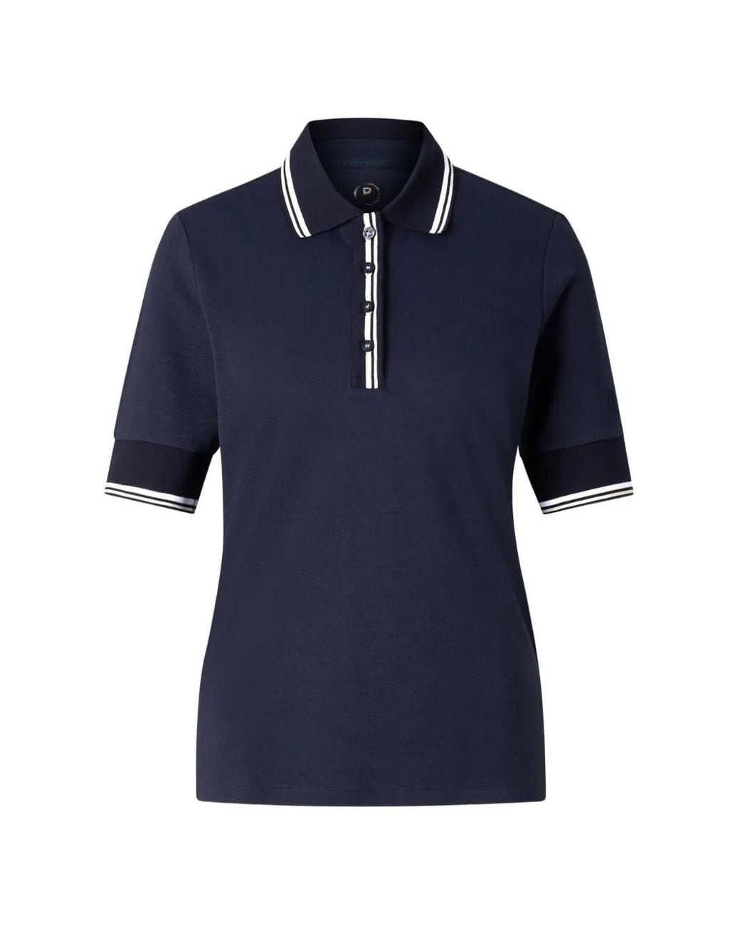Bogner Blue Funktons Elenor Striped-Trim Polo Shirt