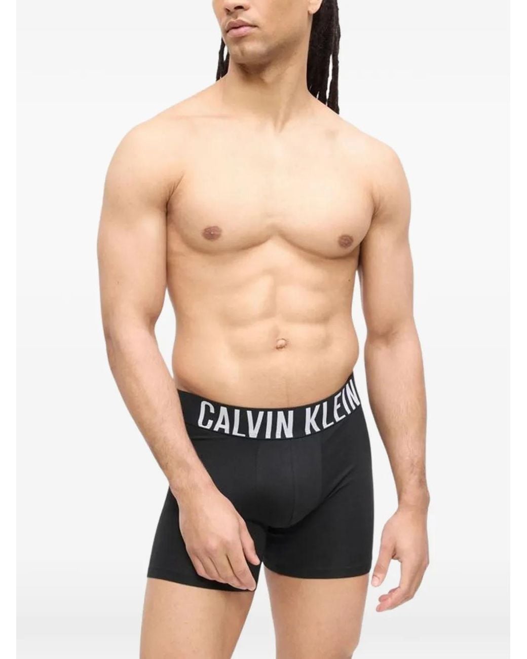 Calvin Klein Blue Logo-Waistband Cotton Boxer Briefs (Set Of Three) for men