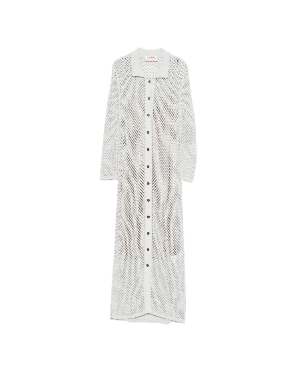 Iceberg White Robe Longue À Boutonnière