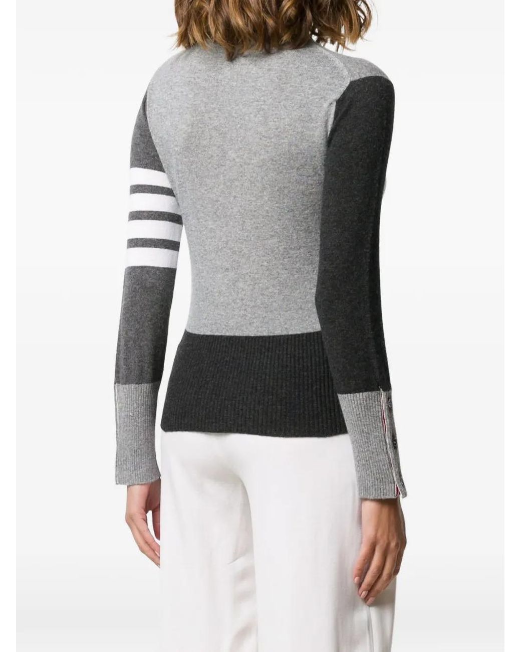 Thom Browne Gray Ribbed Cashmere Sweater