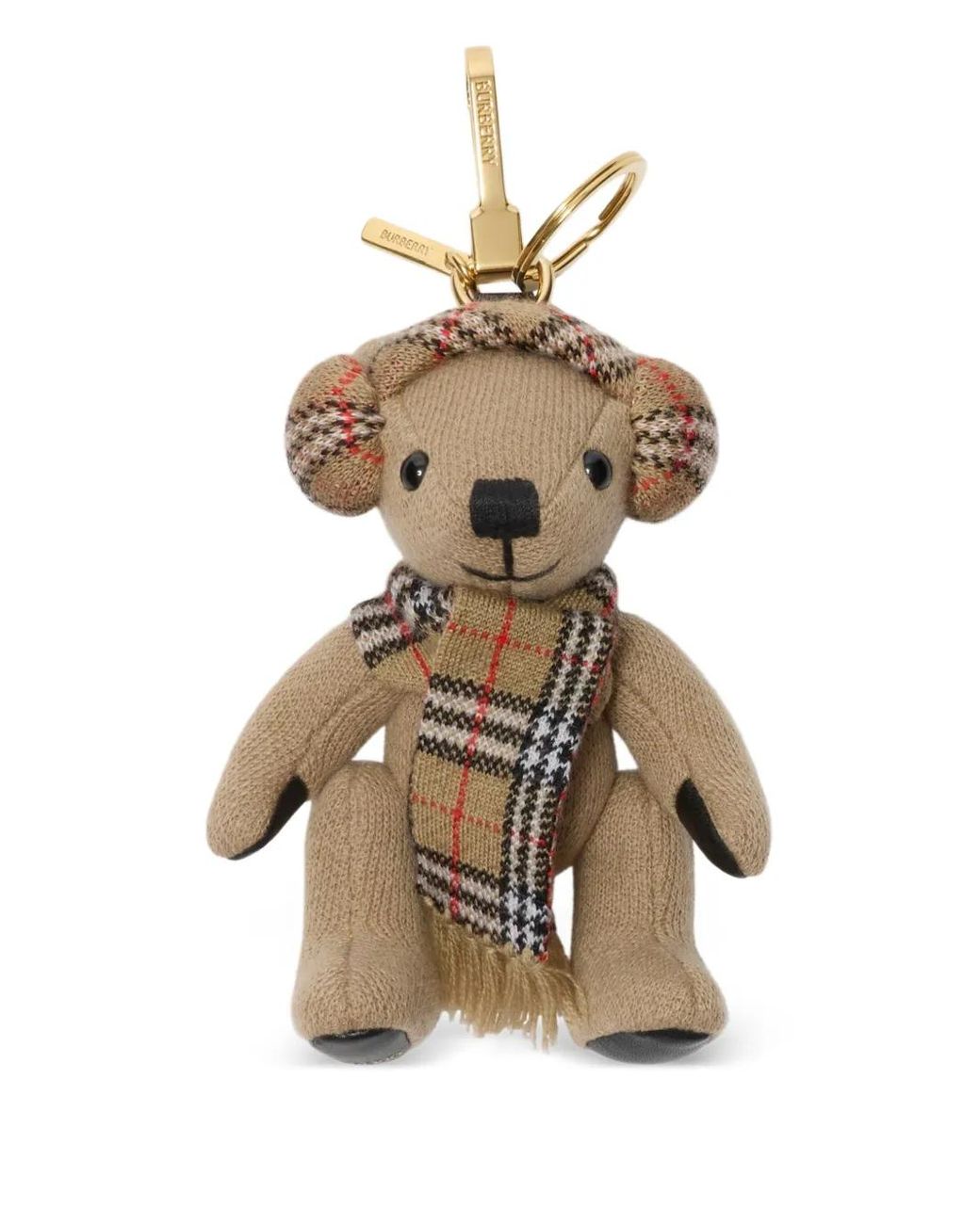 Burberry White Thomas Bear Check-Scarf Bag Charm