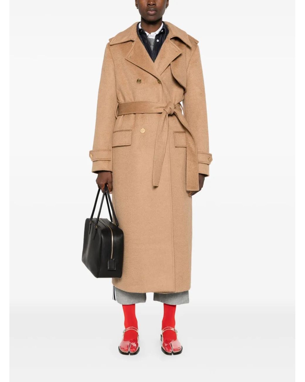Thom Browne Natural Double-Breasted Coat