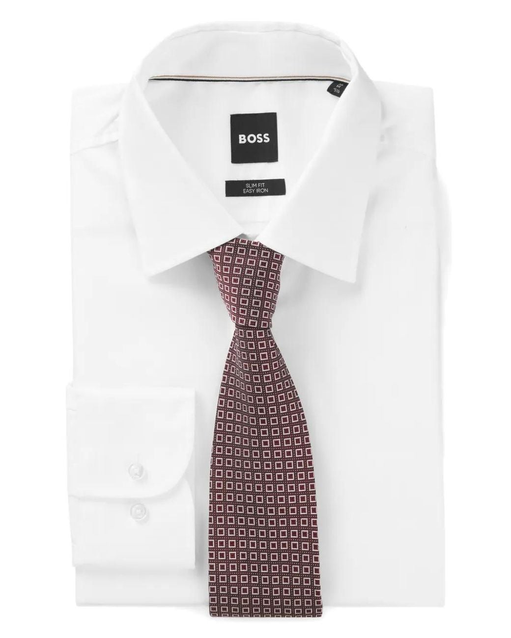 Boss Purple Silk-Blend Tie With Micro-Pattern Jacquard for men