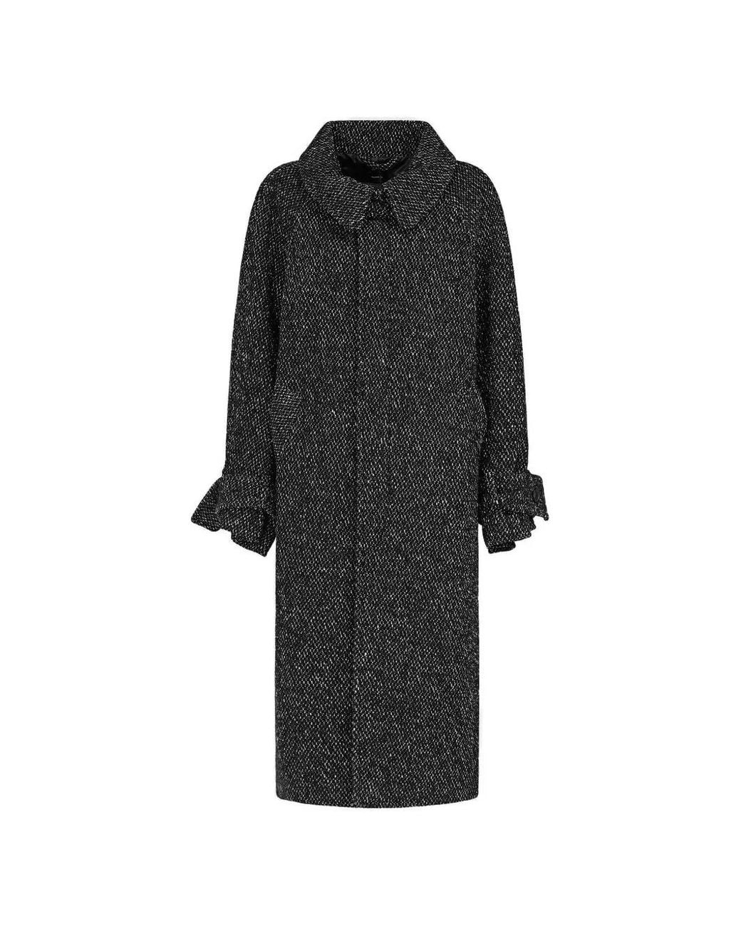 R13 Black Jumbo Tweed Coat
