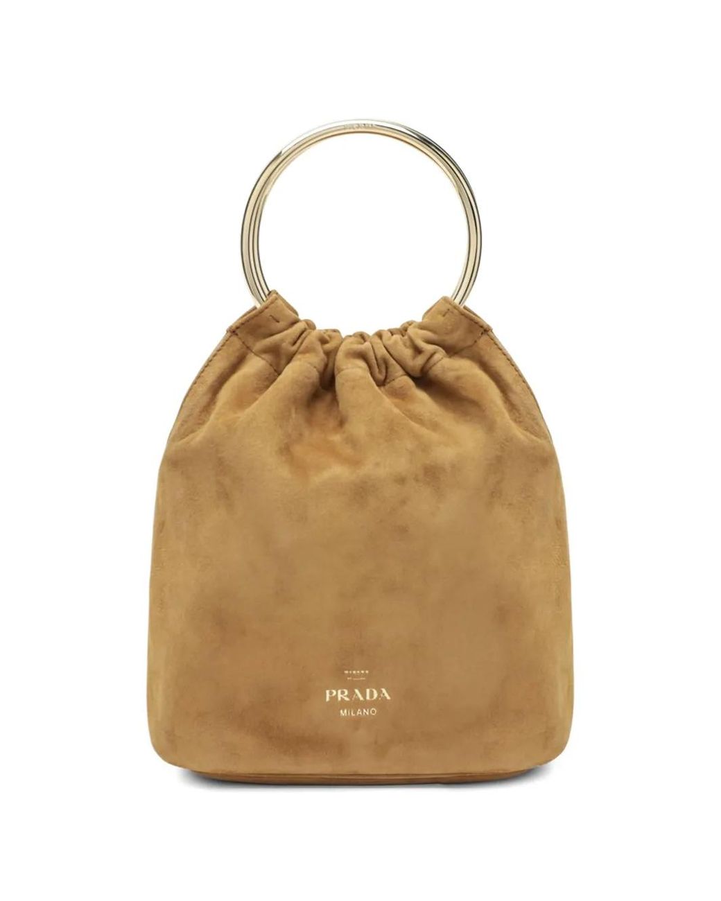 Prada Natural Ring-Handle Bucket Bag
