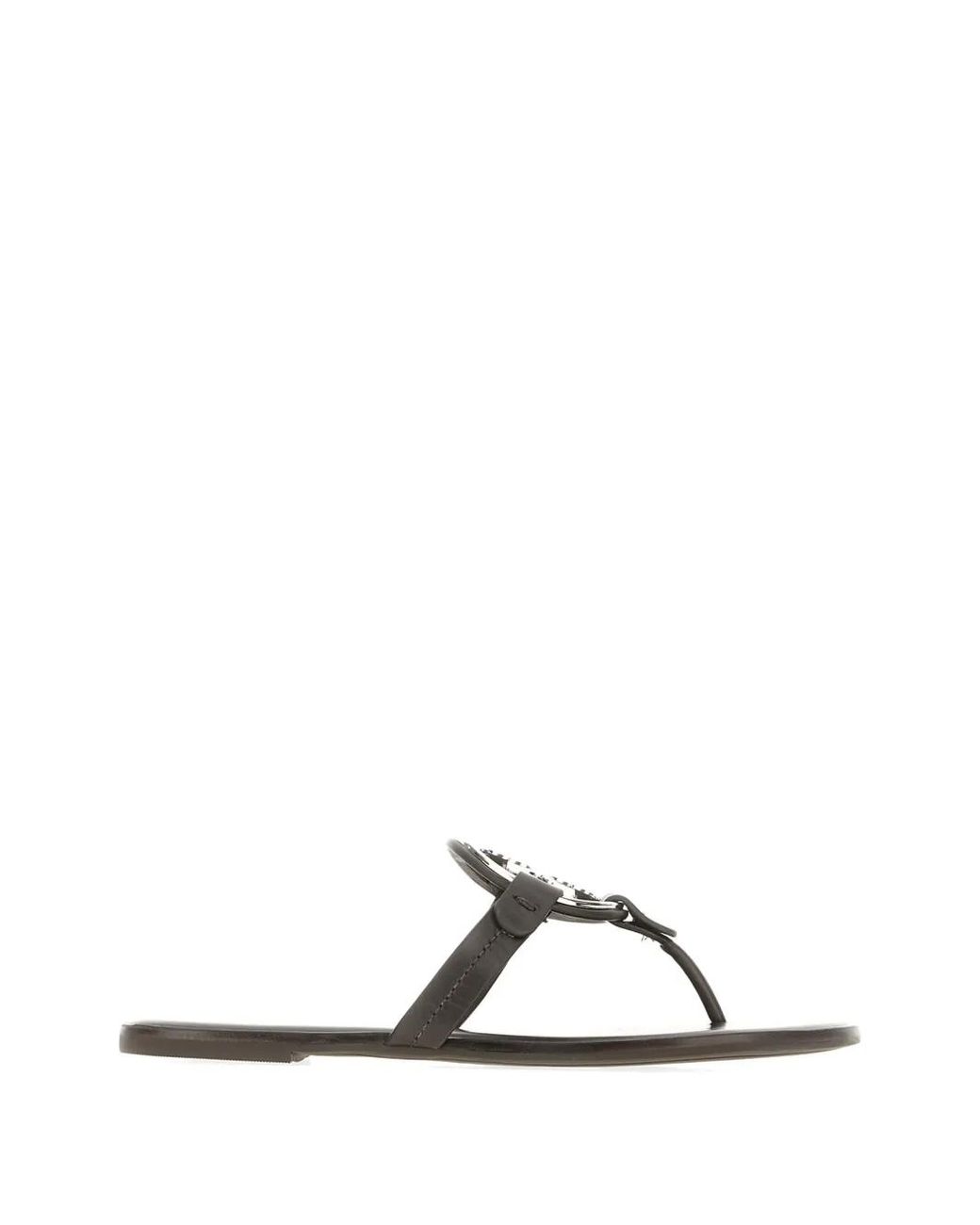 Tory Burch Brown Miller Logo-Plaque Sandals
