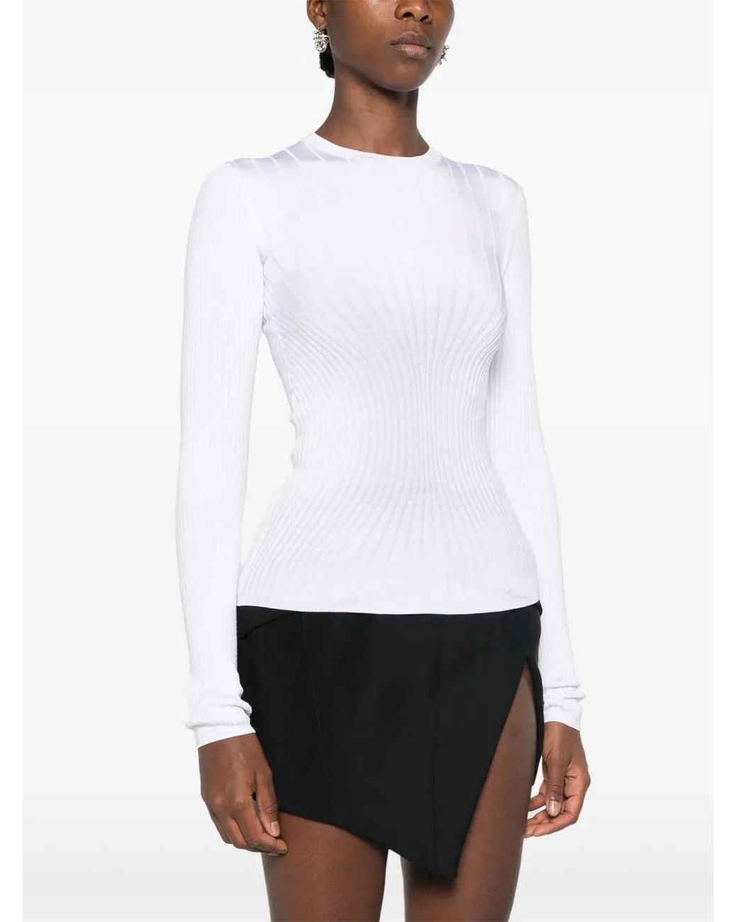 Mugler White Knit Top