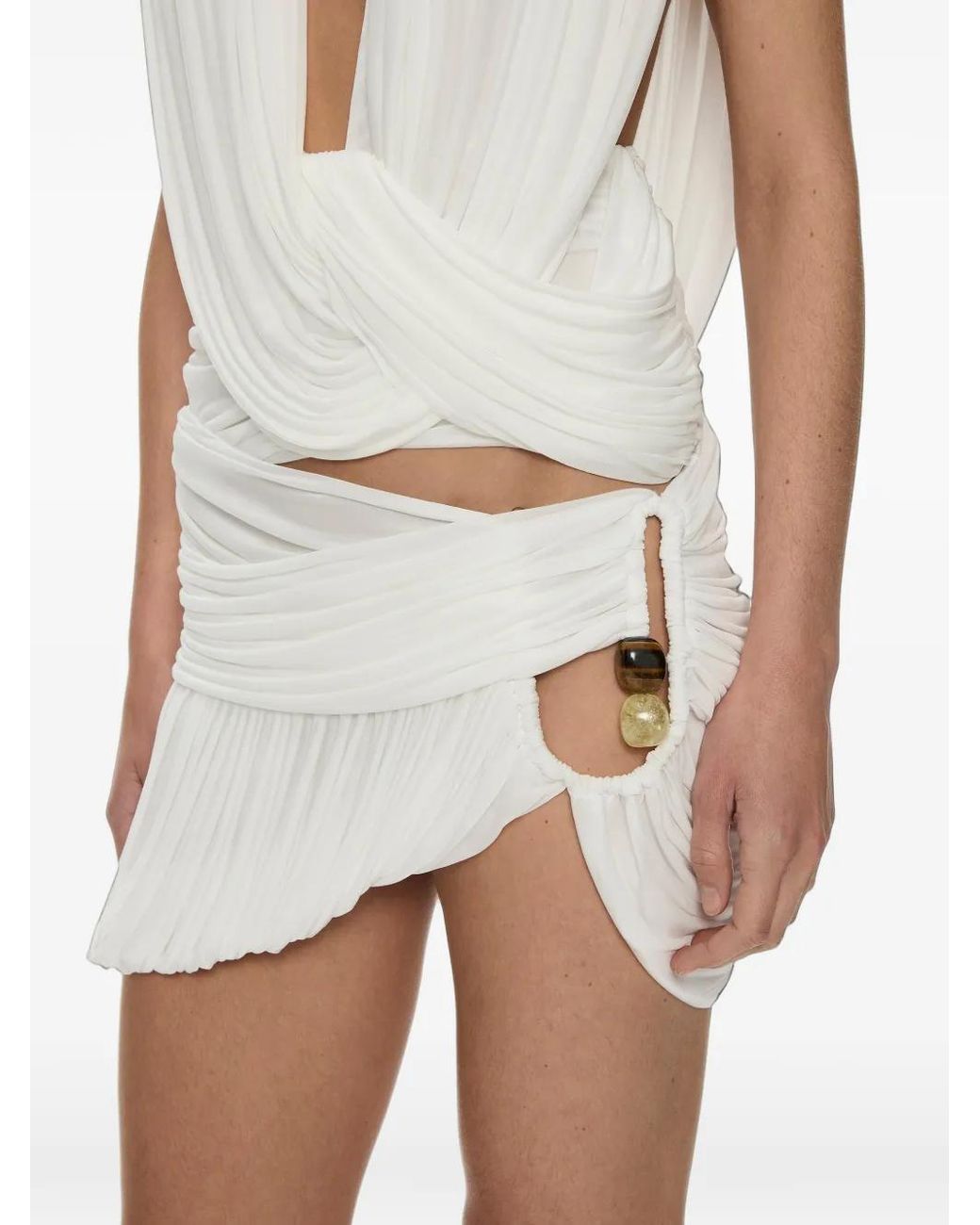 Christopher Esber White Beach Glass Pleated Mini Skirt