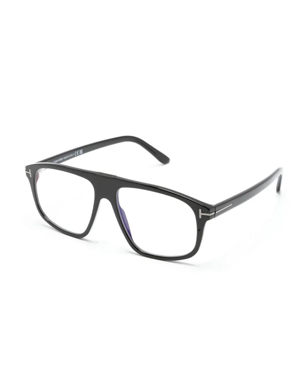 Tom Ford Black Logo-Plaque Square-Frame Glasses for men
