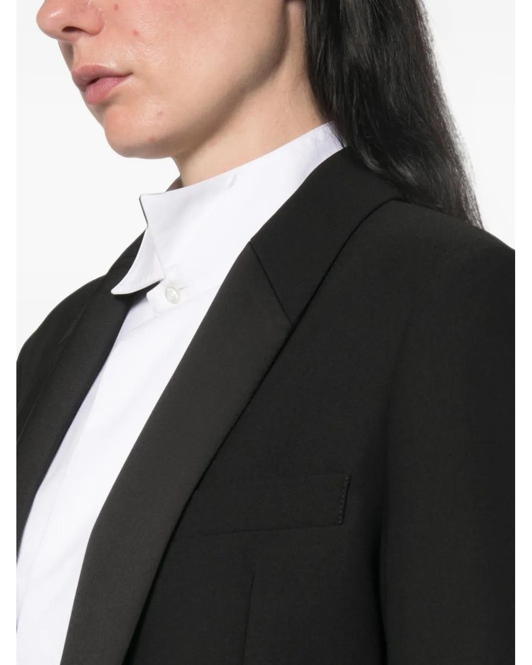 ERMANNO FIRENZE Black Satin-Lapel Single-Breasted Jacket