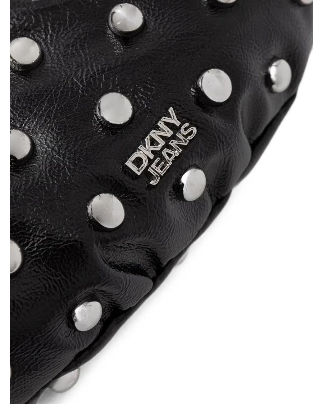 DKNY Black Katya Stud-Embellished Crescent Tote Bag
