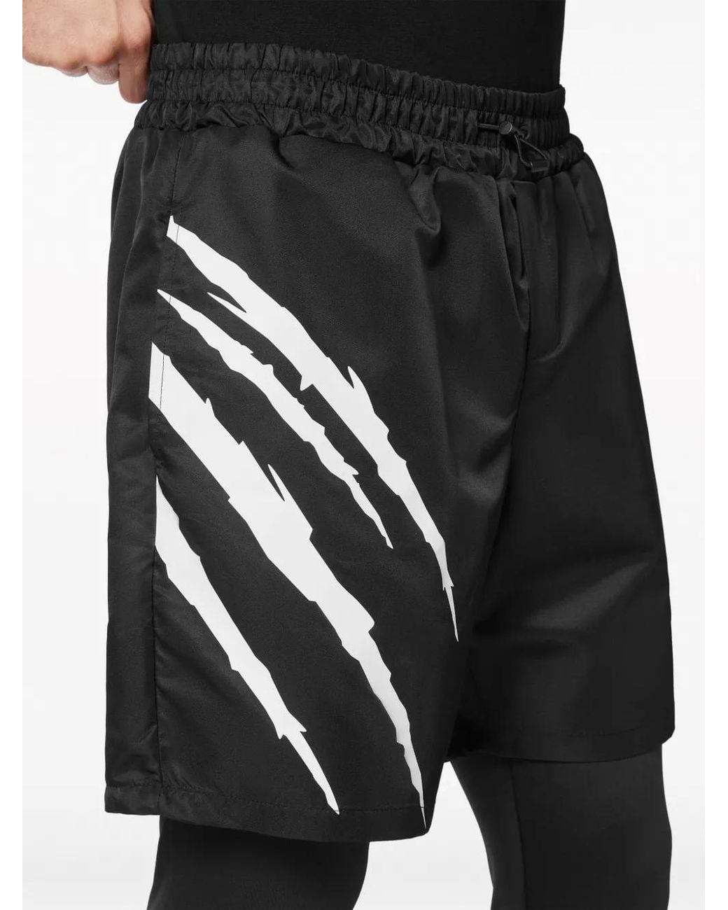 Philipp Plein Black Graphic-Print Layered Track Pants for men