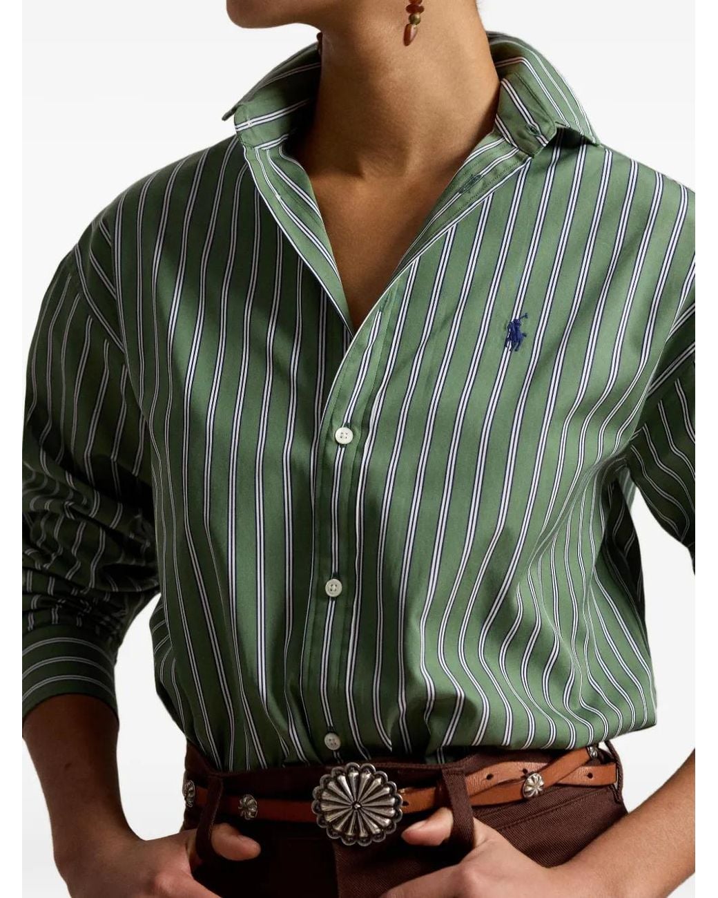 Polo Ralph Lauren Green Striped Cotton Shirt