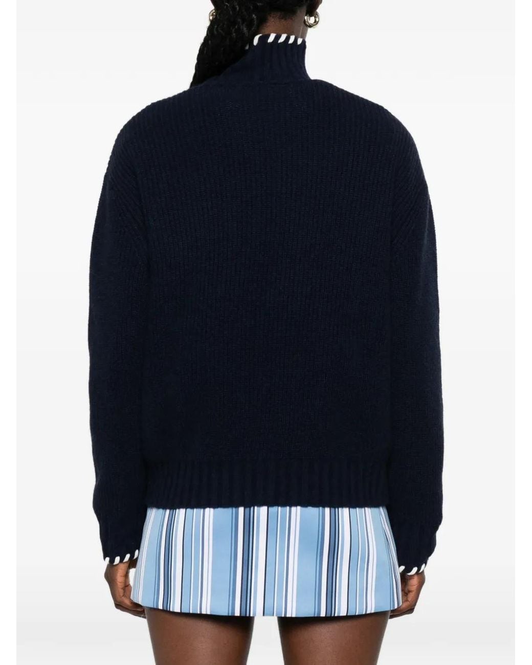 Sandro Blue Ribbed-Knit Sweater
