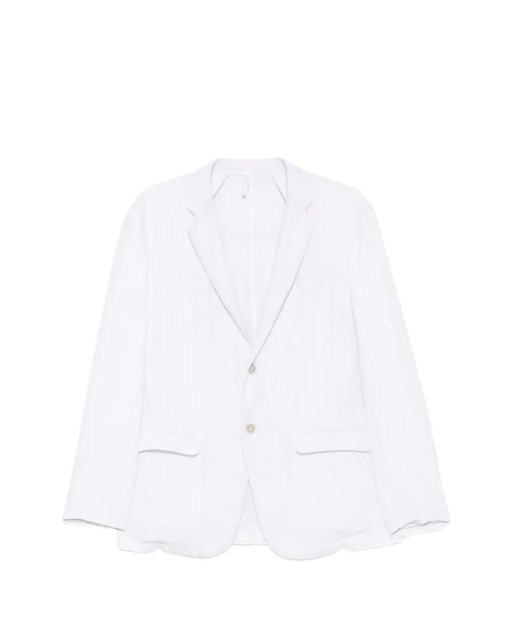 120% Lino White Notch-Lapel Single-Breasted Blazer for men