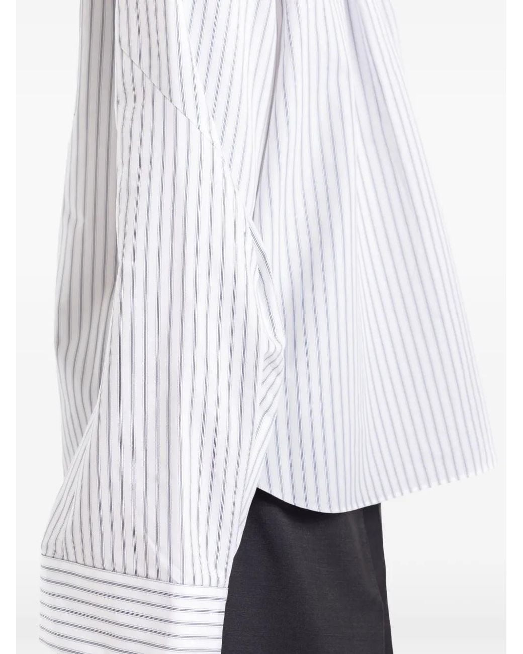 Sacai White Vertical-Stripe Long-Sleeve Shirt