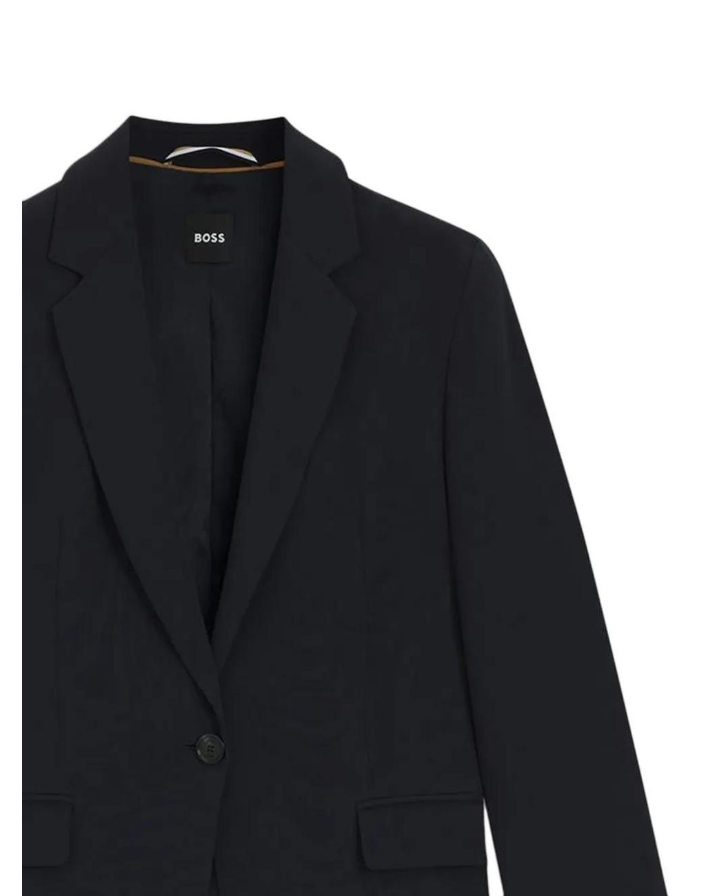 Boss Blue Single-Breasted Notched-Lapels Jacket