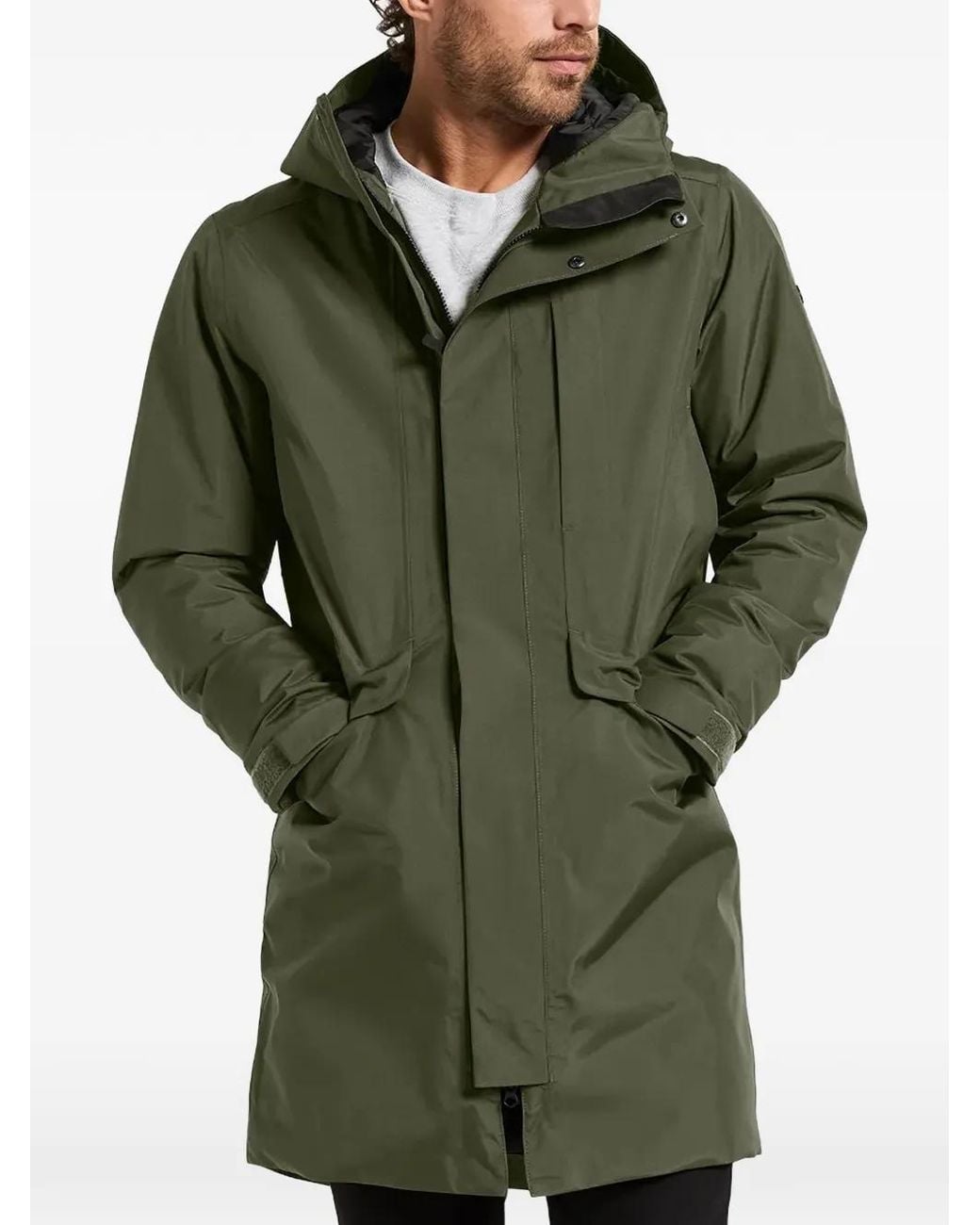 Didriksons Green Kenny Hooded Touch-Strap Coat for men