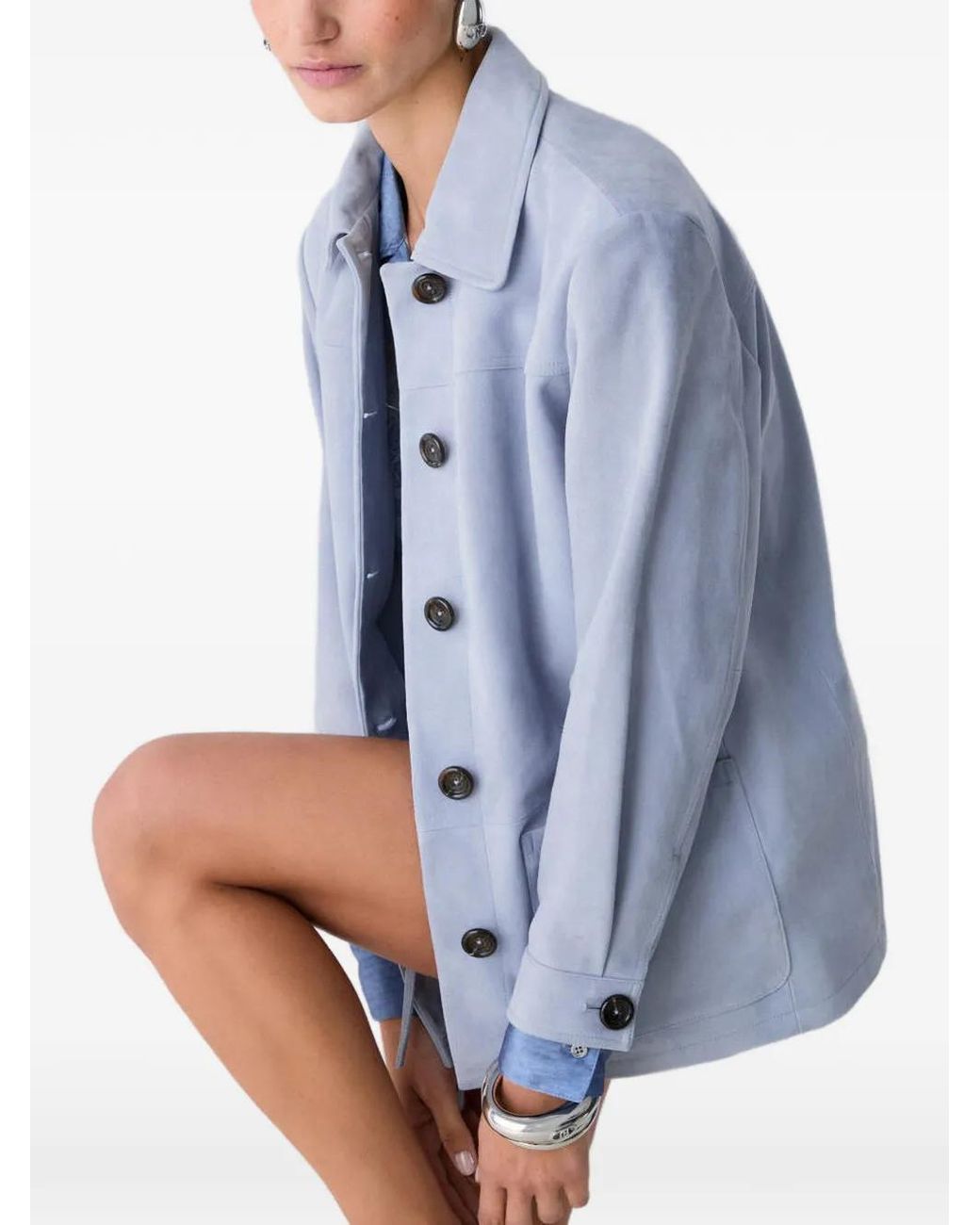 Liu Jo Blue Geknöpfte Wildlederjacke