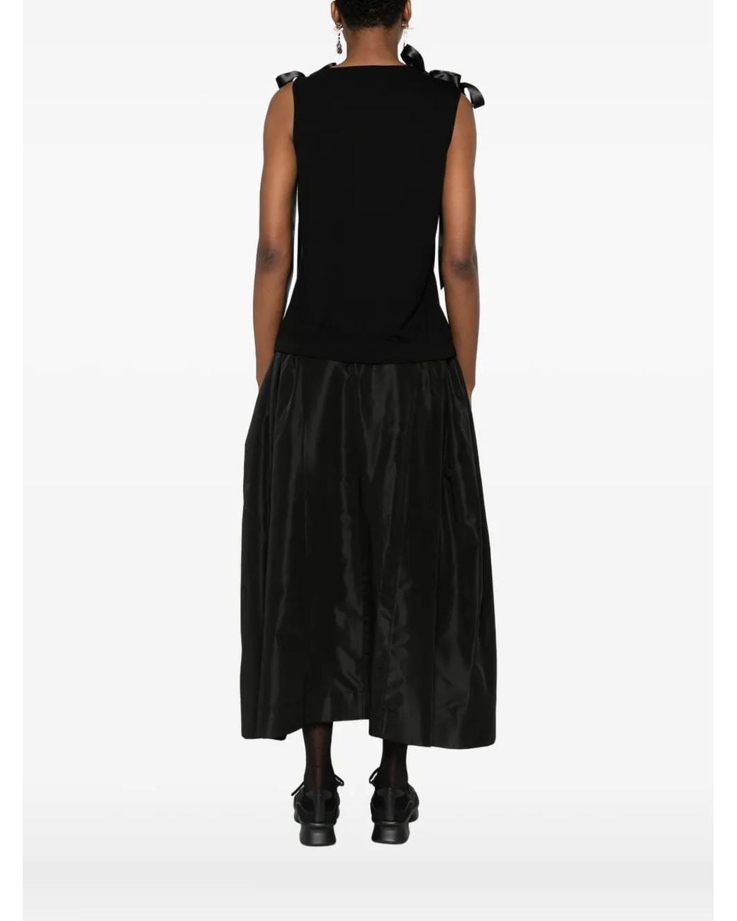 Simone Rocha Black Bow Ribbon Tail Tank