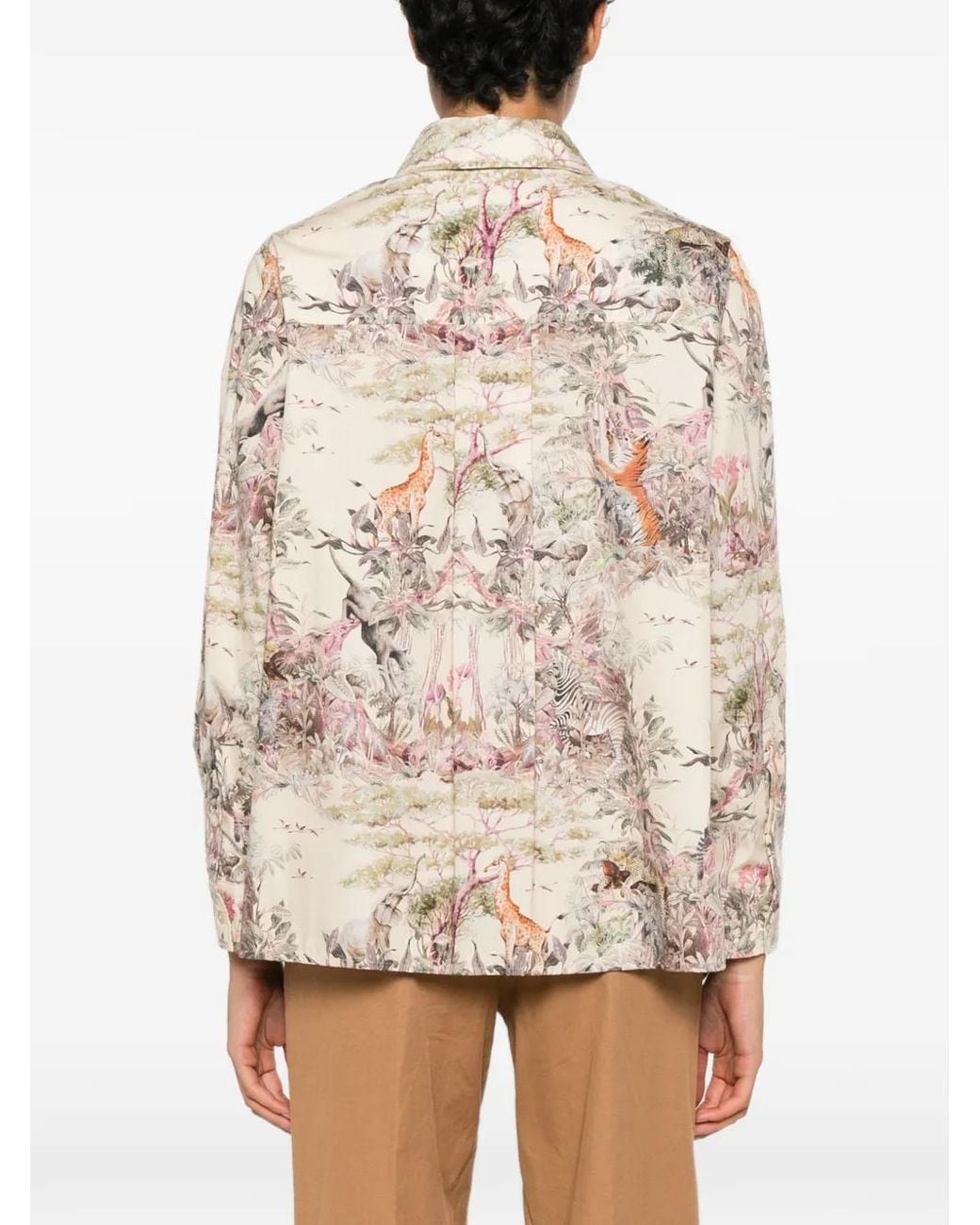 Momoní Natural Ostina Animal-Print Cotton Shirt
