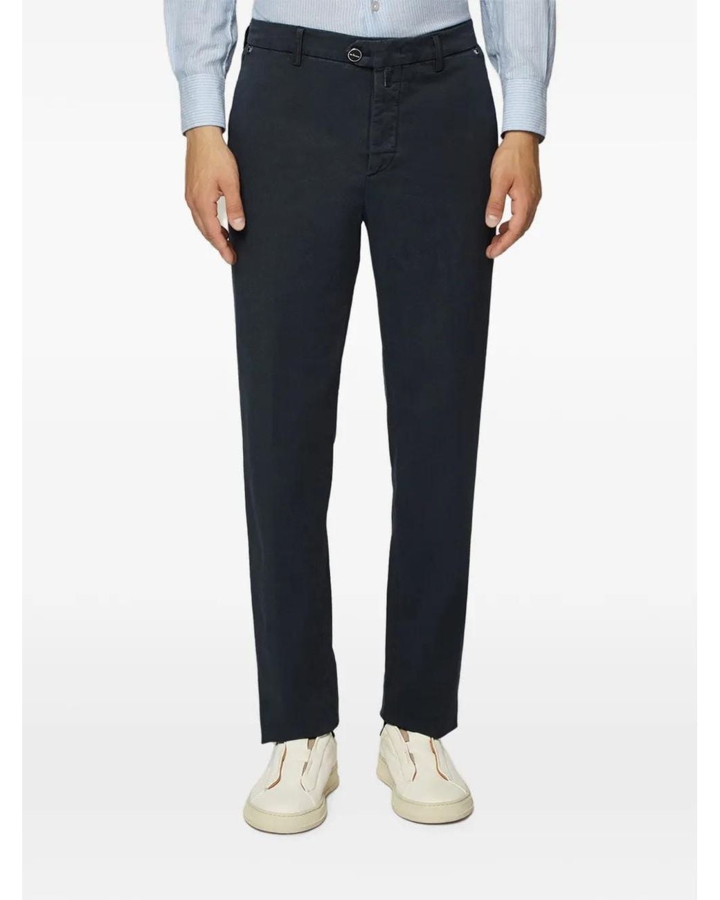Kiton Blue Belt-Loop Regular Trousers for men