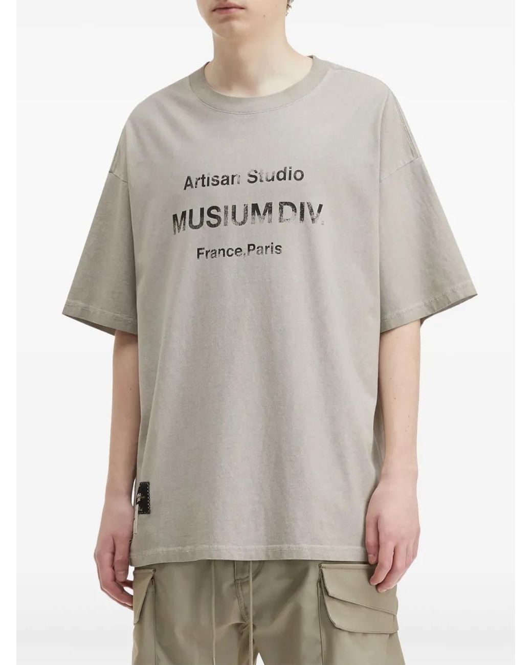Musium Div. Gray Graphic-Print Oversized T-Shirt for men