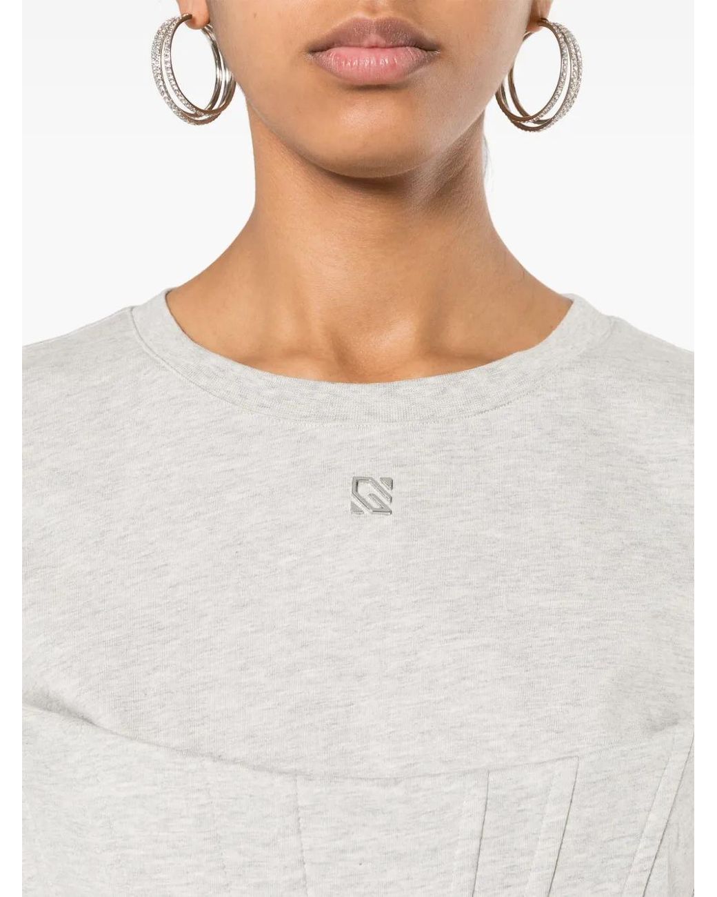 GIUSEPPE DI MORABITO White Corset-Detail Cotton Dress