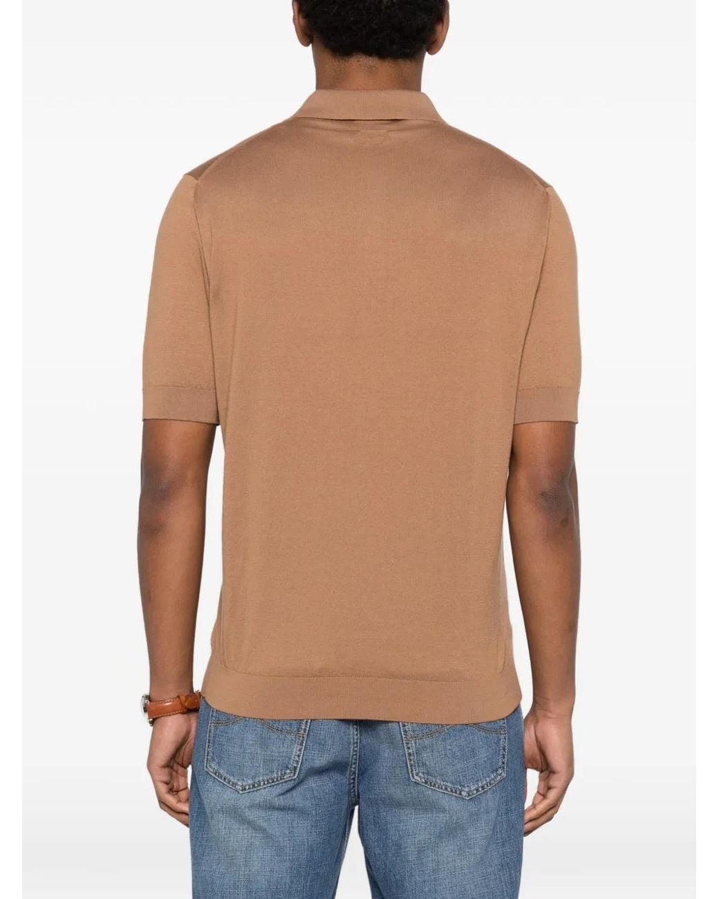 Lardini Poloshirt Met Korte Mouwen En Knoop in het Brown voor heren