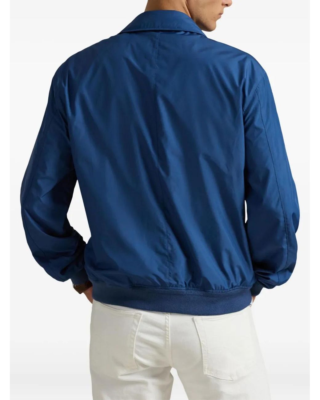 Polo Ralph Lauren Blue Zip-Up Logo-Detail Windbreaker for men