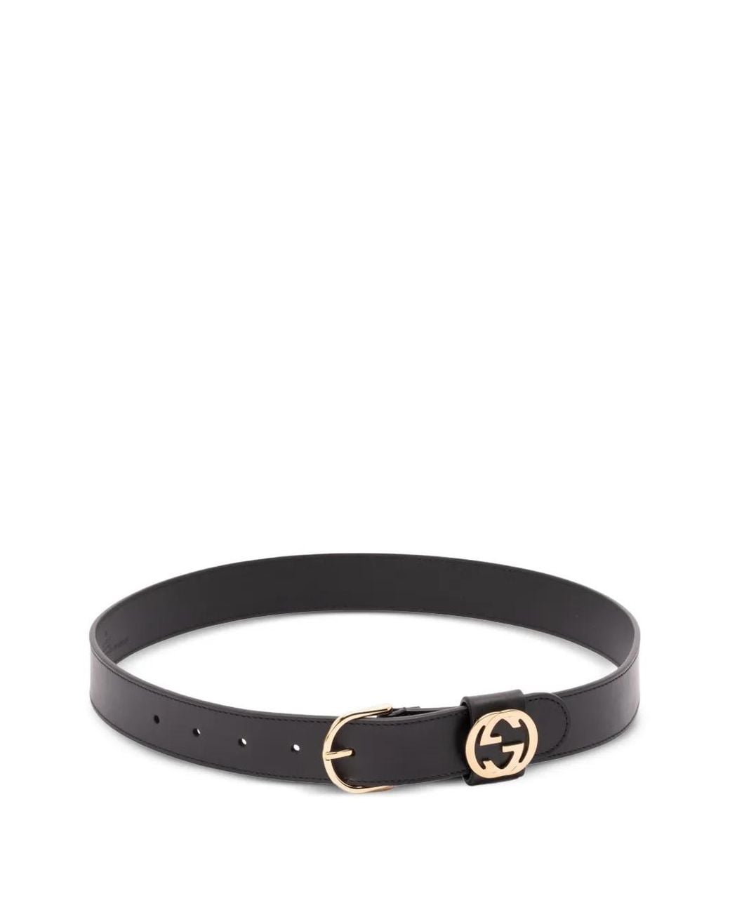 Gucci Black Belt With Round Buckle