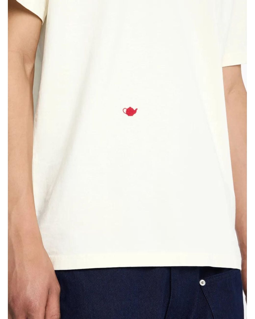 J.W. Anderson White Teapot-Embroidered T-Shirt for men
