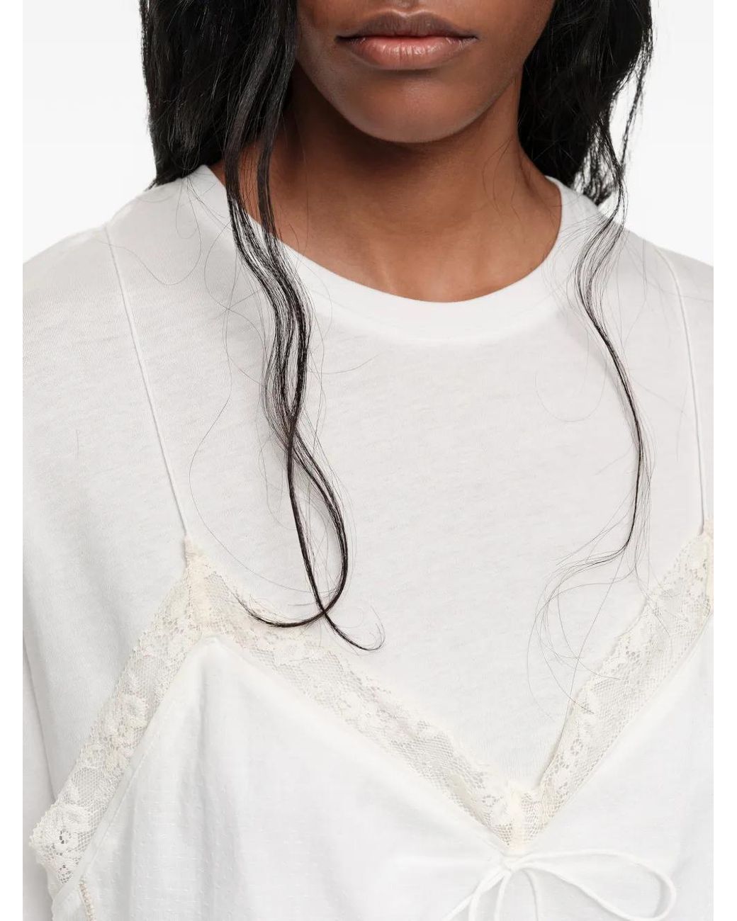 Bimba Y Lola White Ivory Fluid Layer T-Shirt Top